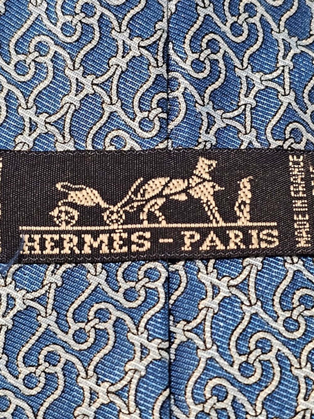 Hermes 007881 MA Blue 100% Silk Tie - Picture 11 of 14